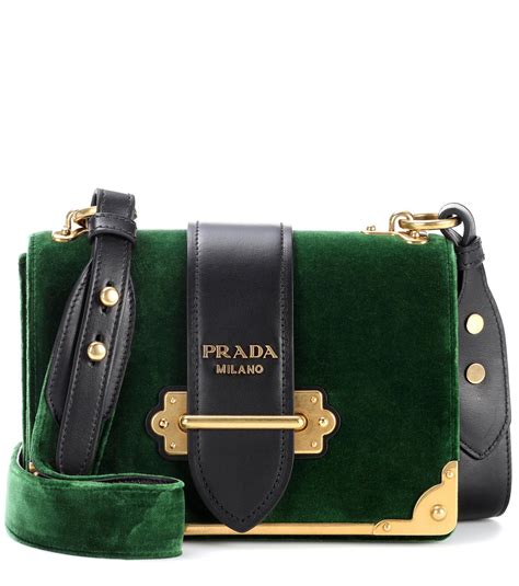 prada cahier shoulder bag black green|Prada handbags.